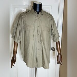 Vintage Banana Republic Mens L Tan Safari Shirt Nylon & Cotton​​​​​​​​​​​​
